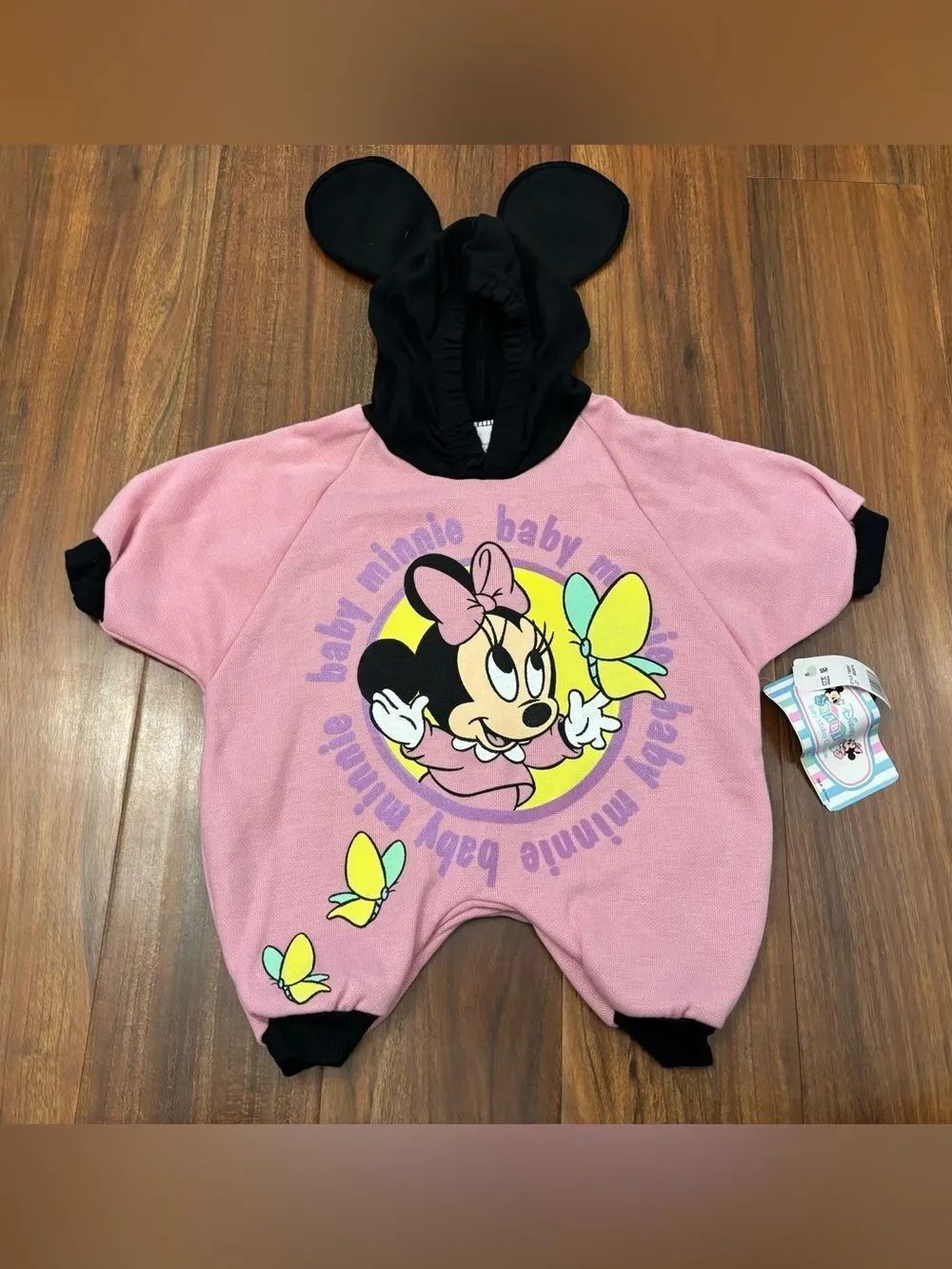 Disney Babies Vintage Baby Minnie pink hooded jumpsuit Deadstock NWT